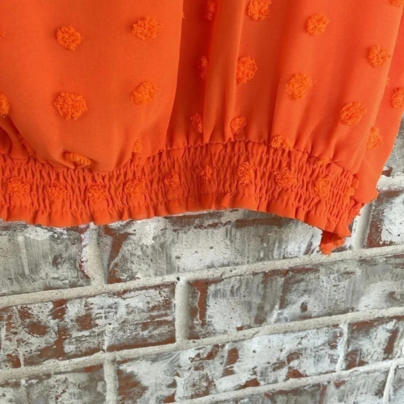 Cato Orange Slit Tie Sleeve Dotted Swiss Blouse - Picture 4 of 11